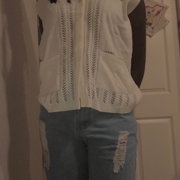 White Button Up Vest - Picture 2 of 3